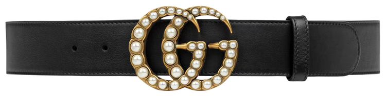 Gucci Pearl GG Leather Belt Black