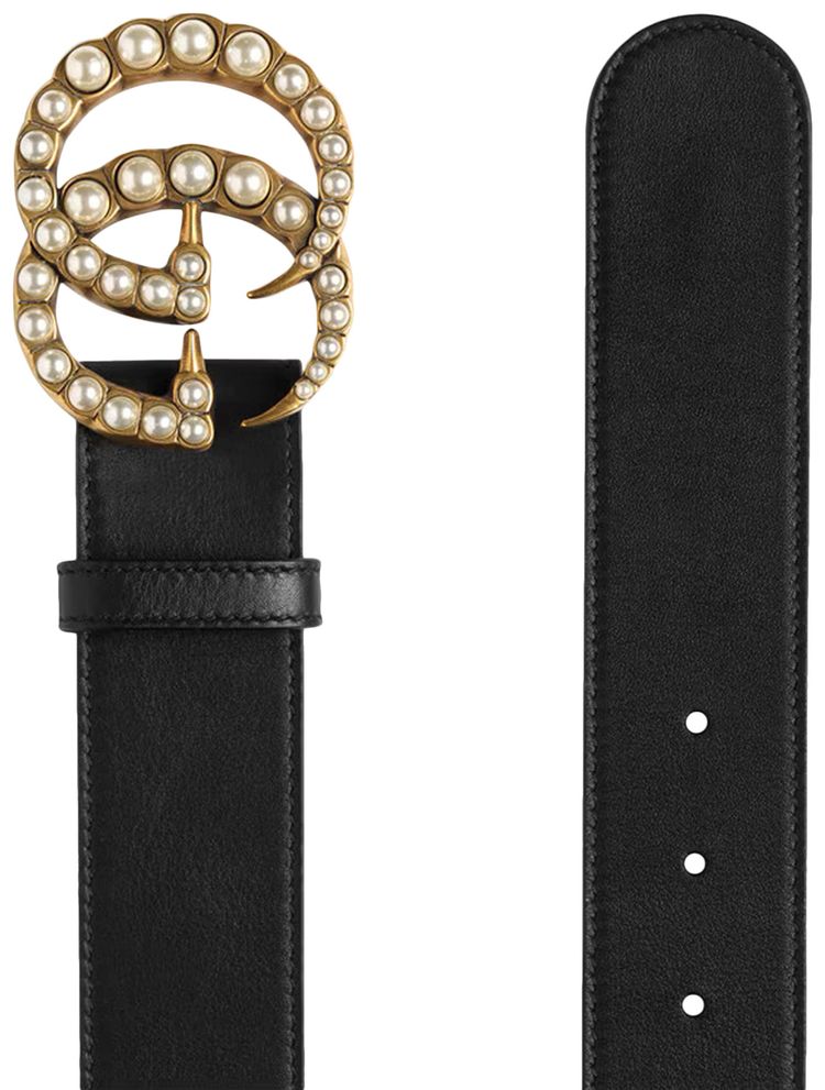 Gucci Pearl GG Leather Belt Black