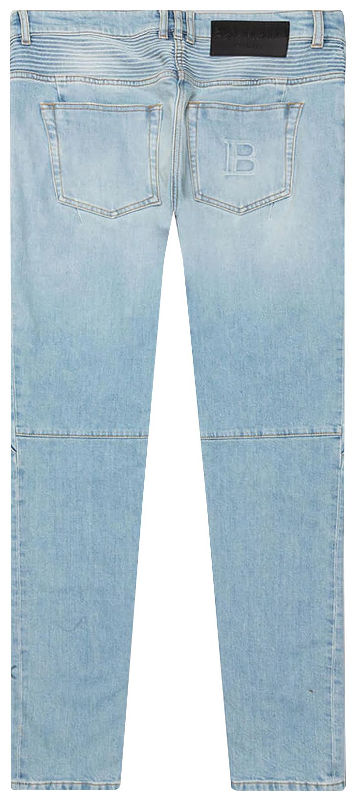 Balmain Ribbed Slim Multi Cuts Jeans Bleu Jean Clair