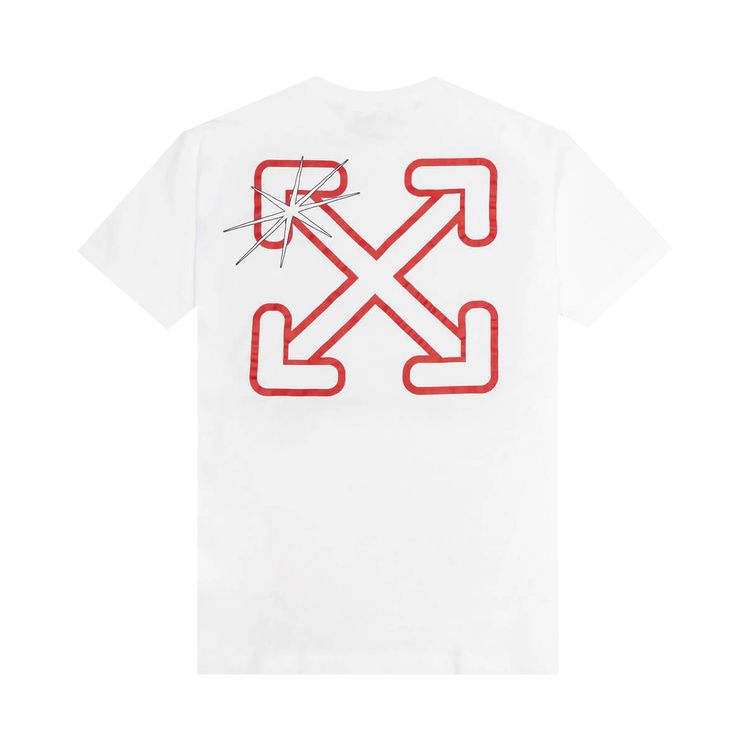 Off White Starred Arrow Skate Tee WhiteRed