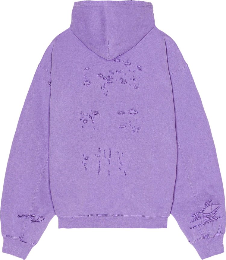 Balenciaga Destroyed Hoodie Light PurpleWhite