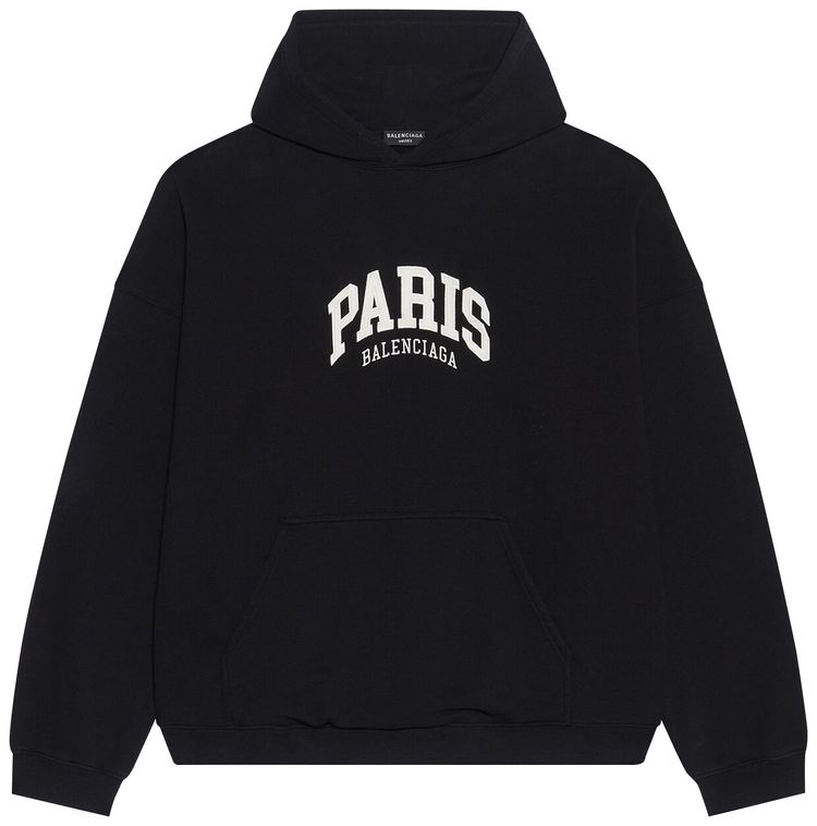 Balenciaga Cities Paris Hoodie Wide Fit Black