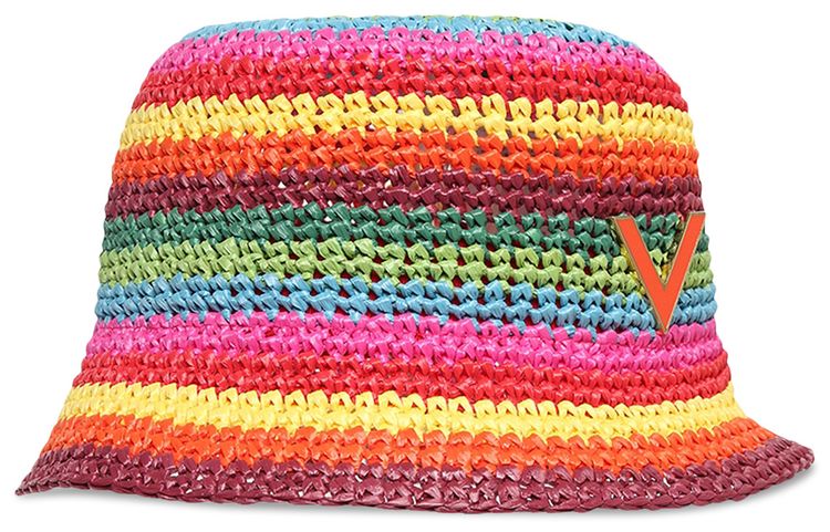 Valentino Crochet Rainbow Bucket Hat Multicolor
