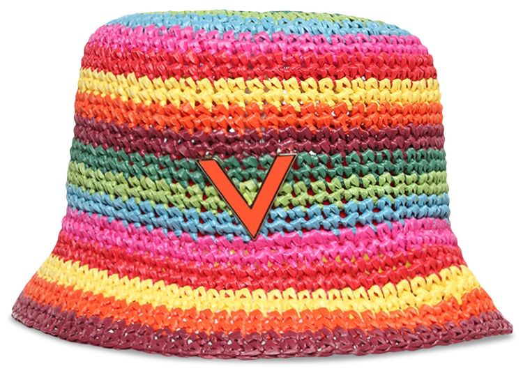 Valentino Crochet Rainbow Bucket Hat Multicolor
