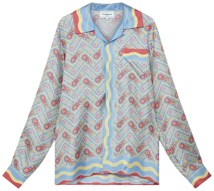 Casablanca Candy Ping Pong Long Sleeve Collar Shirt Blue