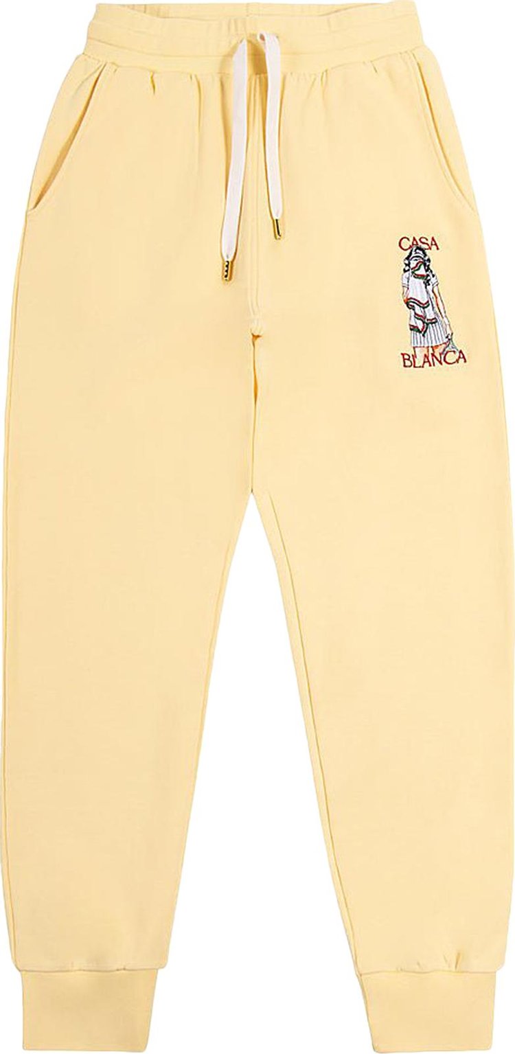 Casablanca Tennis Girl Embroidered Sweatpant Pale Yellow