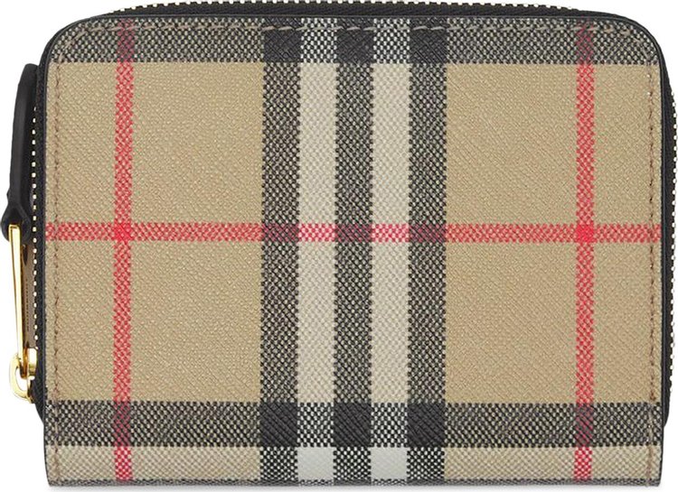 Burberry Vintage Check And Leather Zip Wallet 'Archive Beige/Black'