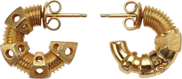 Bottega Veneta Thread Earrings Yellow Gold