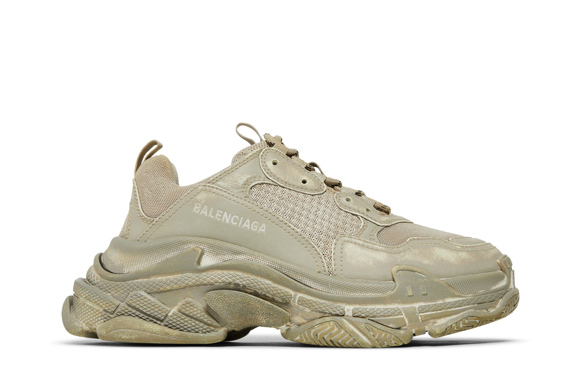 Size 7.0 Balenciaga Wmns Triple S Sneaker Light Beige Faded