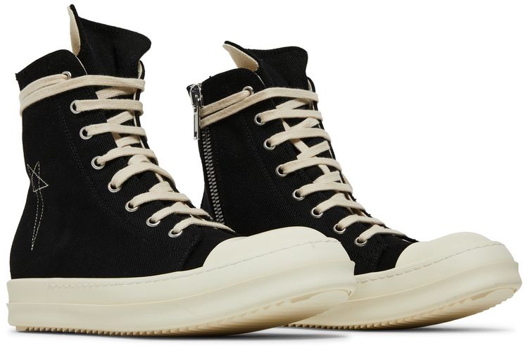 Rick Owens Wmns DRKSHDW Fogachine Pentagram Embroidery High Black Milk