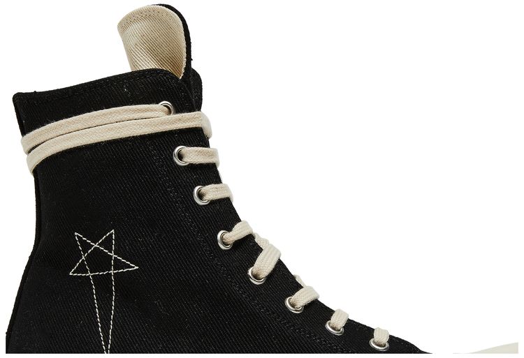 Rick Owens Wmns DRKSHDW Fogachine Pentagram Embroidery High Black Milk