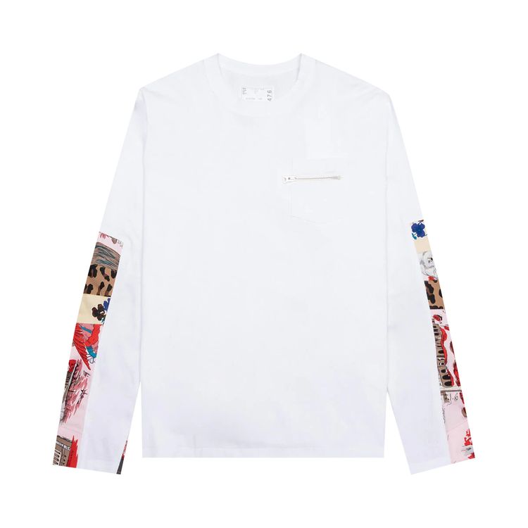 Sacai Archive Print Mix Long Sleeve T Shirt White
