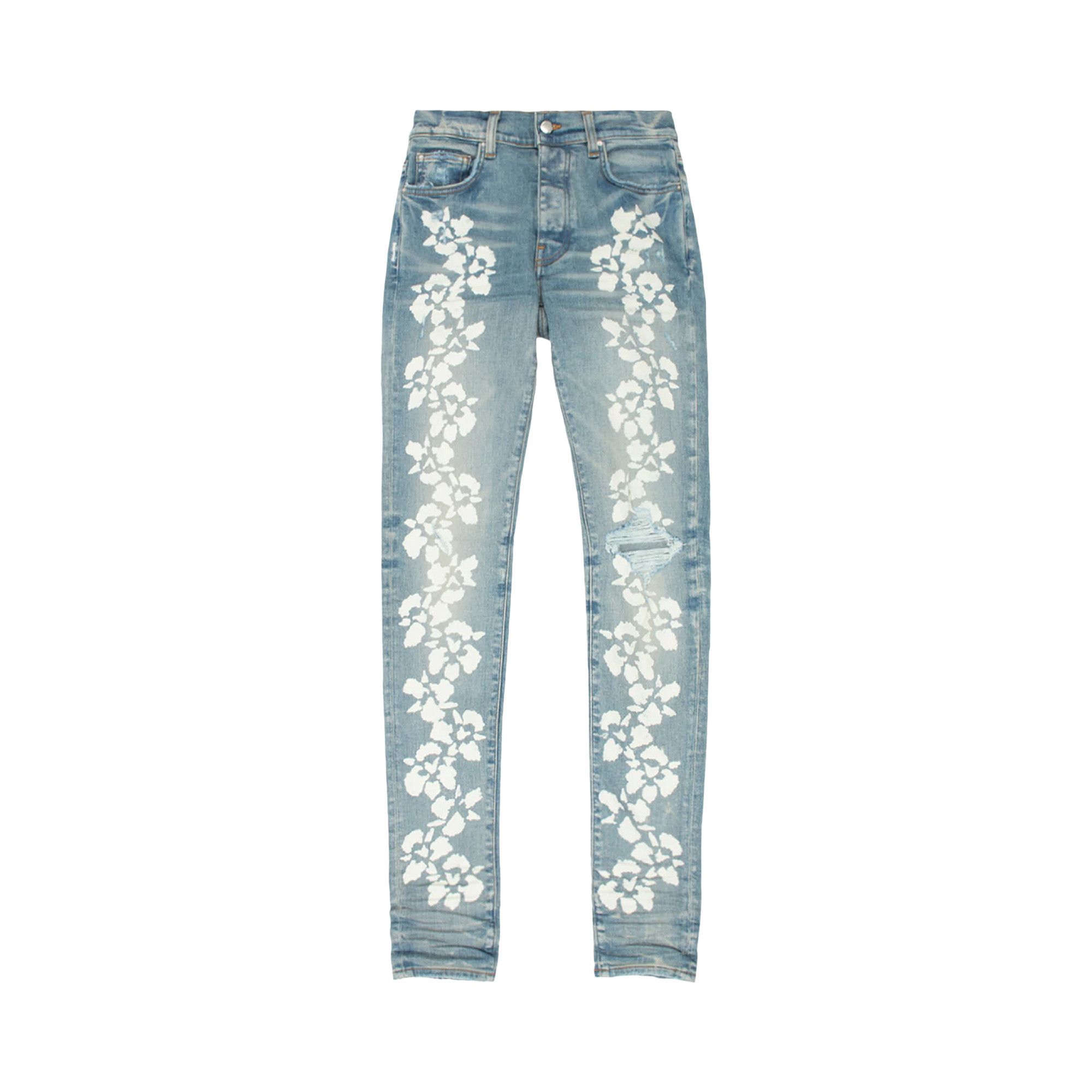 Buy Amiri Hibiscus Stencil Jean 'Light Indigo' - SS22MDS019