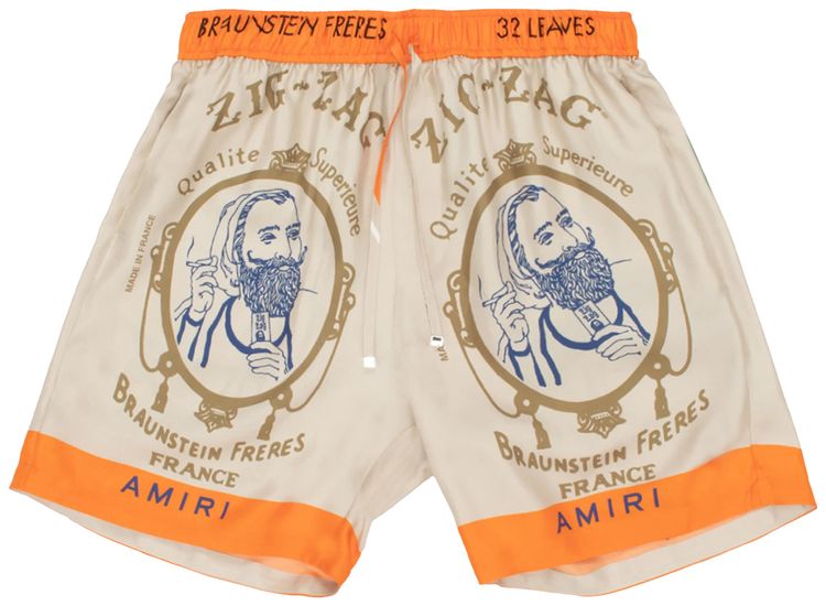 Amiri Zig Zag Silk Short Alabaster