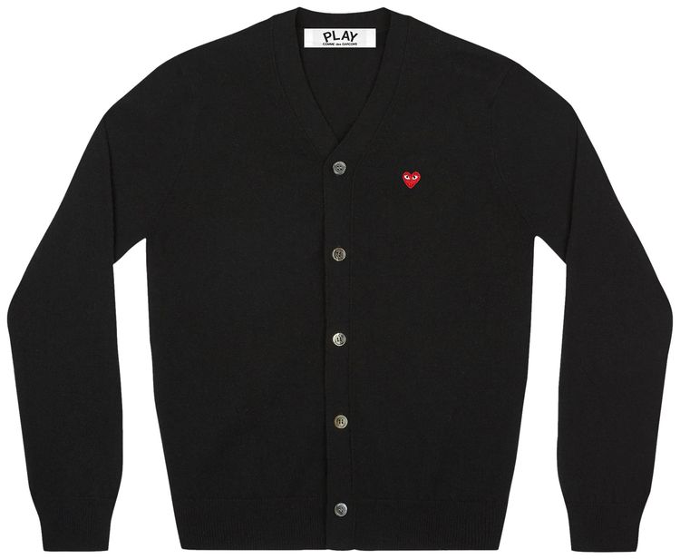 Comme des Garcons PLAY Small Heart Cardigan Black