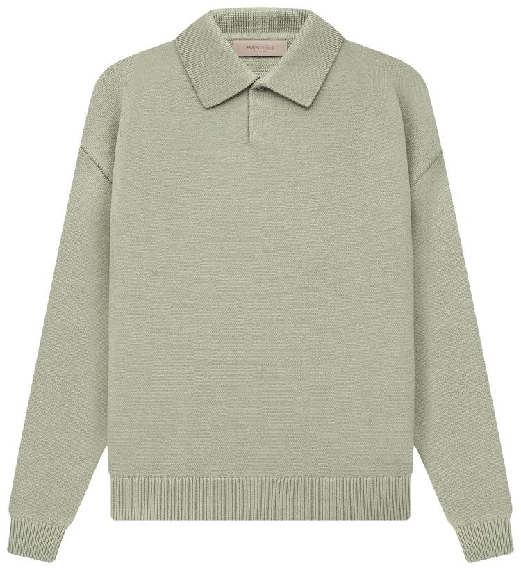 Fear of God Essentials Knit Long Sleeve Polo Sea Foam