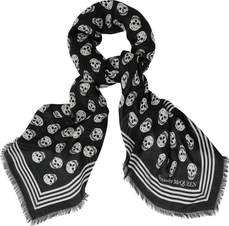 Alexander McQueen Biker Skull Scarf Black