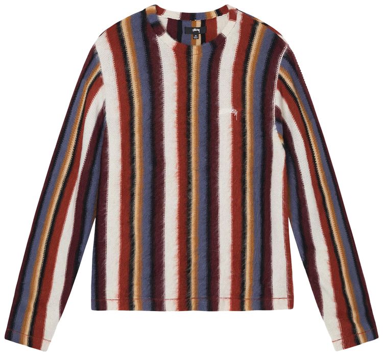 Stussy Vertical Striped Knit Crew Rust