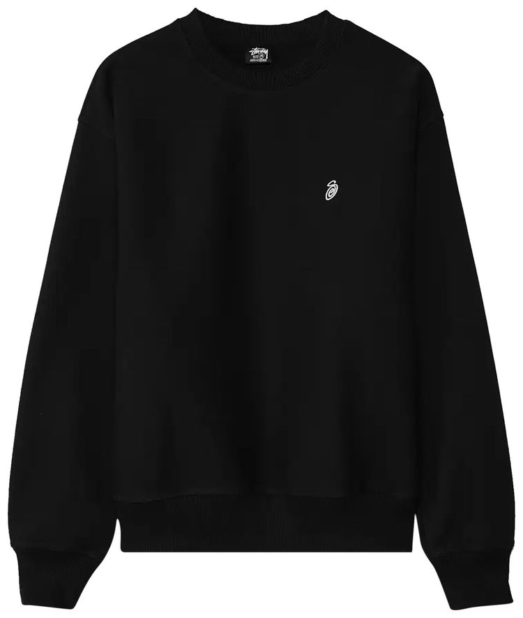 Stussy Swirl Applique Crew Black