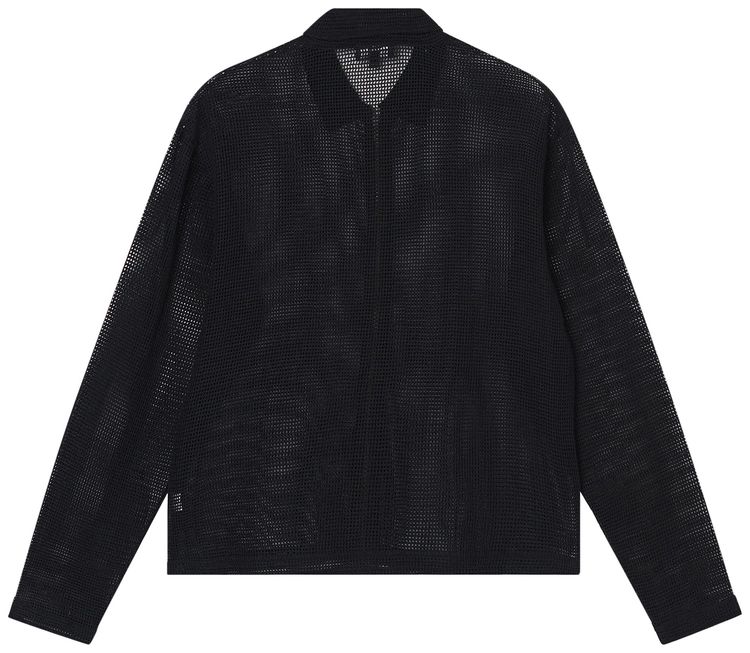Stussy Cotton Mesh Zip Long Sleeve Shirt Black