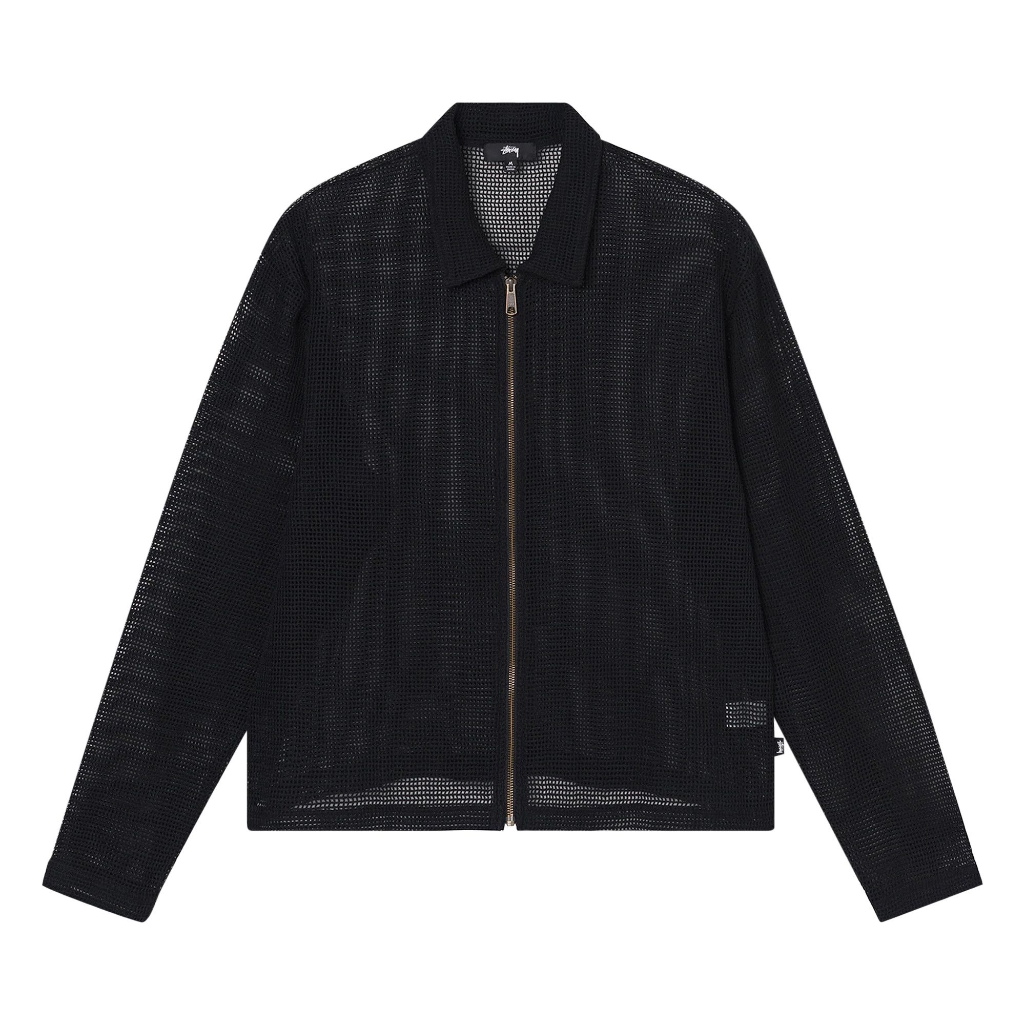 【特別訳あり特価】 Zip Mesh Cotton Stussy m Size Long-Sleeve 'Black' Shirt トップス