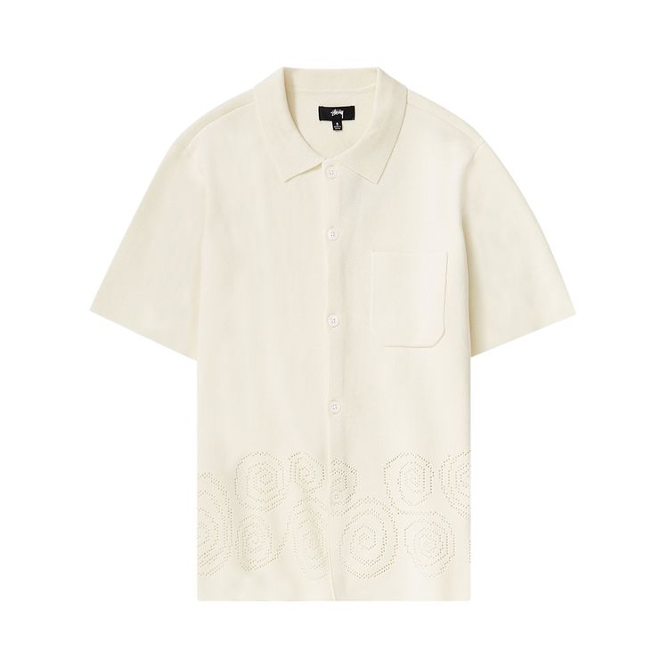 Stussy Perforated Swirl Knit Shirt Natural