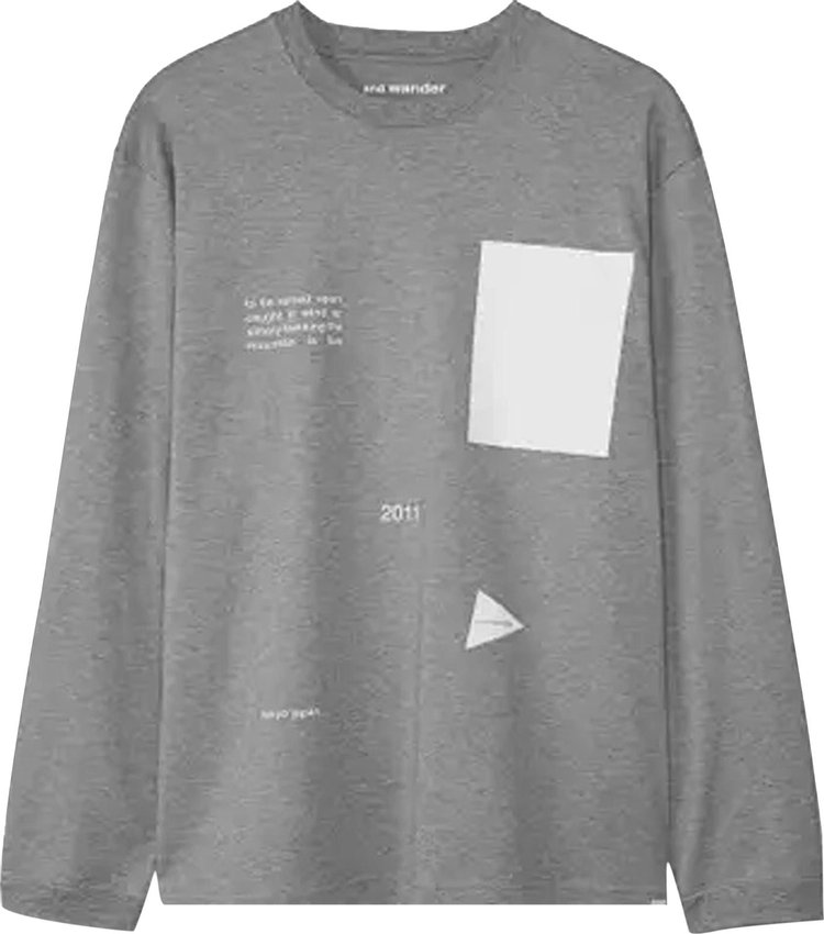 And Wander Composition Long-Sleeve Tee 'Gray'