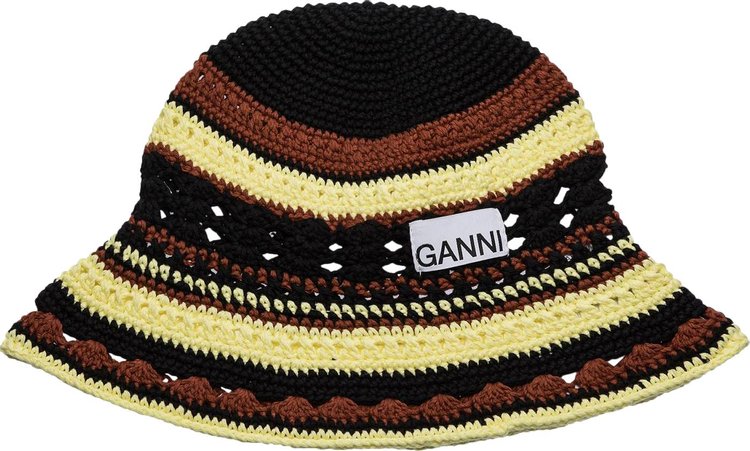 Ganni Cotton Crochet Bucket Hat 'Black'