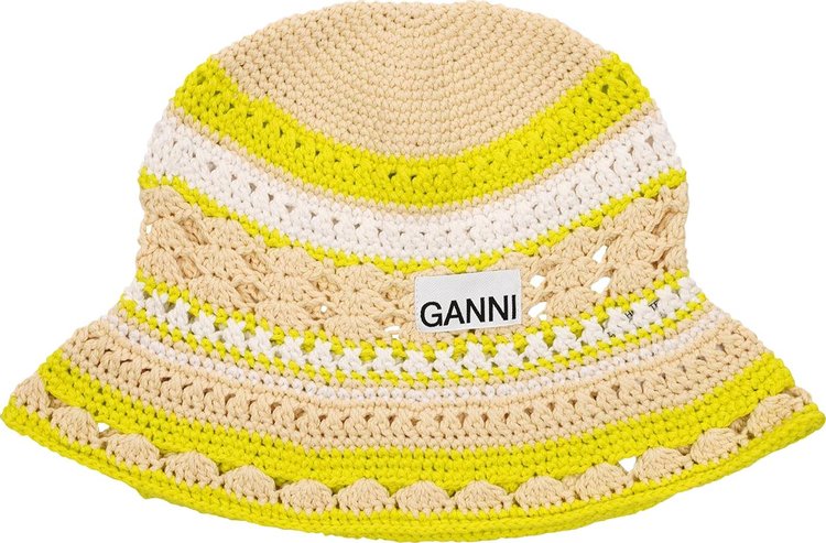 Ganni Cotton Crochet Bucket Hat 'Rutabaga'