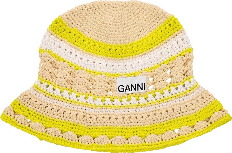 Ganni Cotton Crochet Bucket Hat Rutabaga