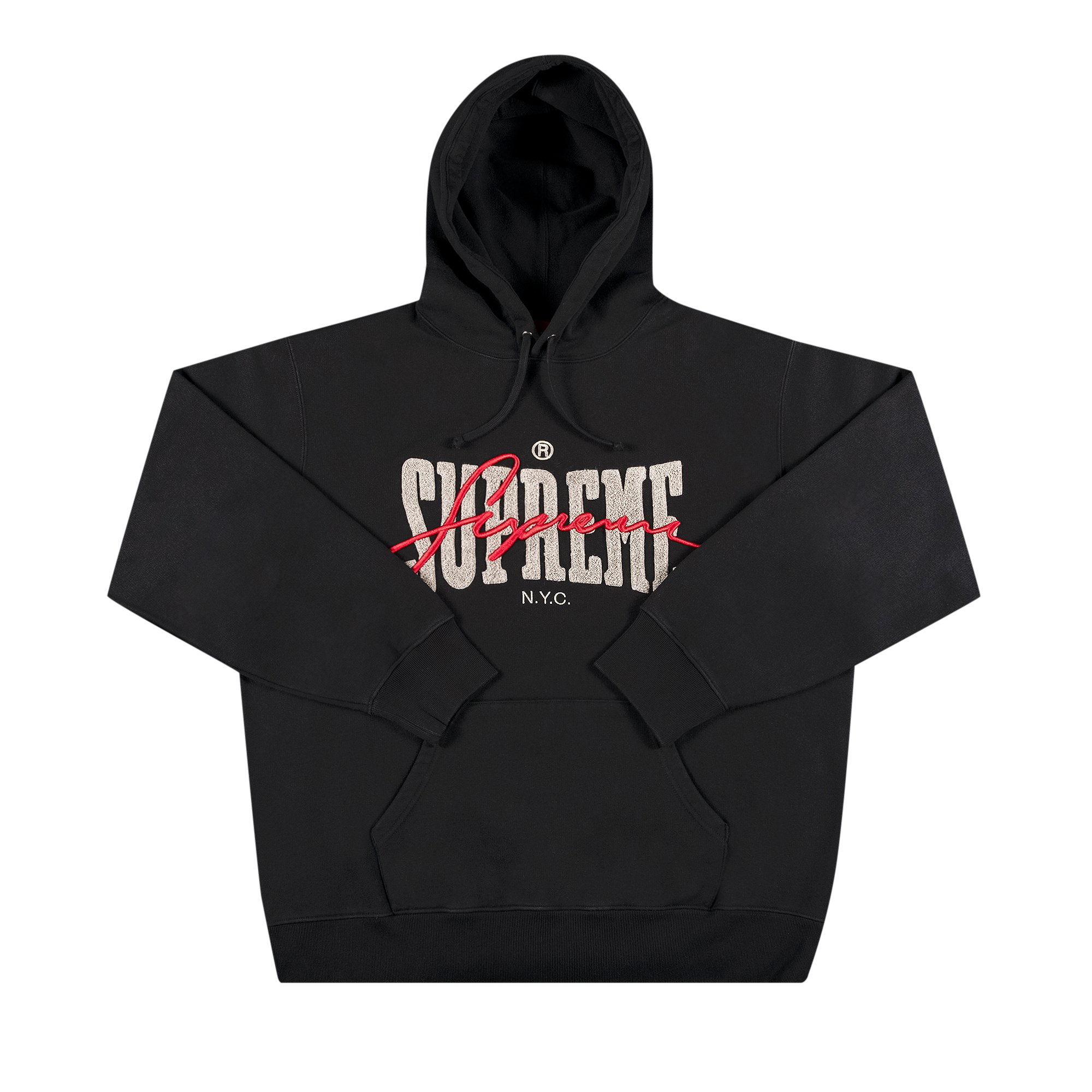 Supreme Embroidered Chenille Hooded Sweatshirt 'Black' | GOAT