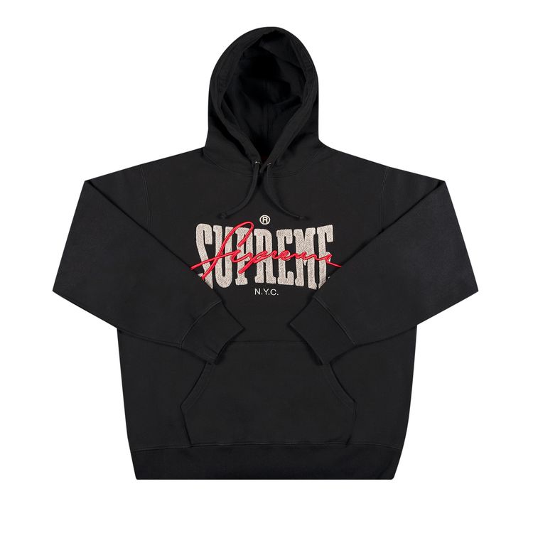 Supreme Chenille Hooded Sweatshirt 灰S（Buy Supreme Embroidered  