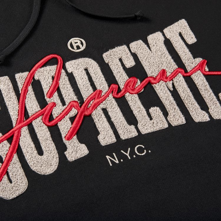 Supreme Embroidered Chenille Hooded Sweatshirt Black