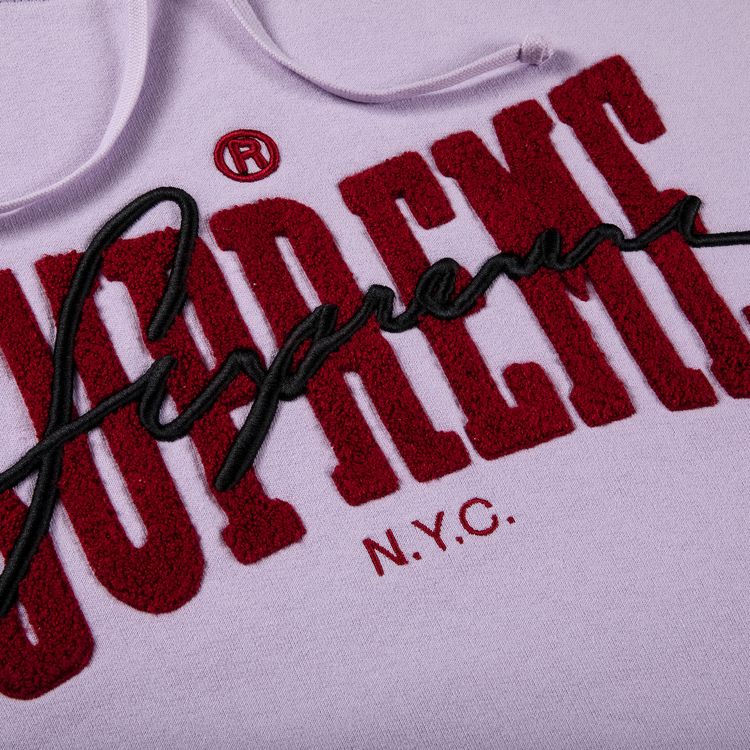 Supreme Embroidered Chenille Hooded Sweatshirt Pale Purple