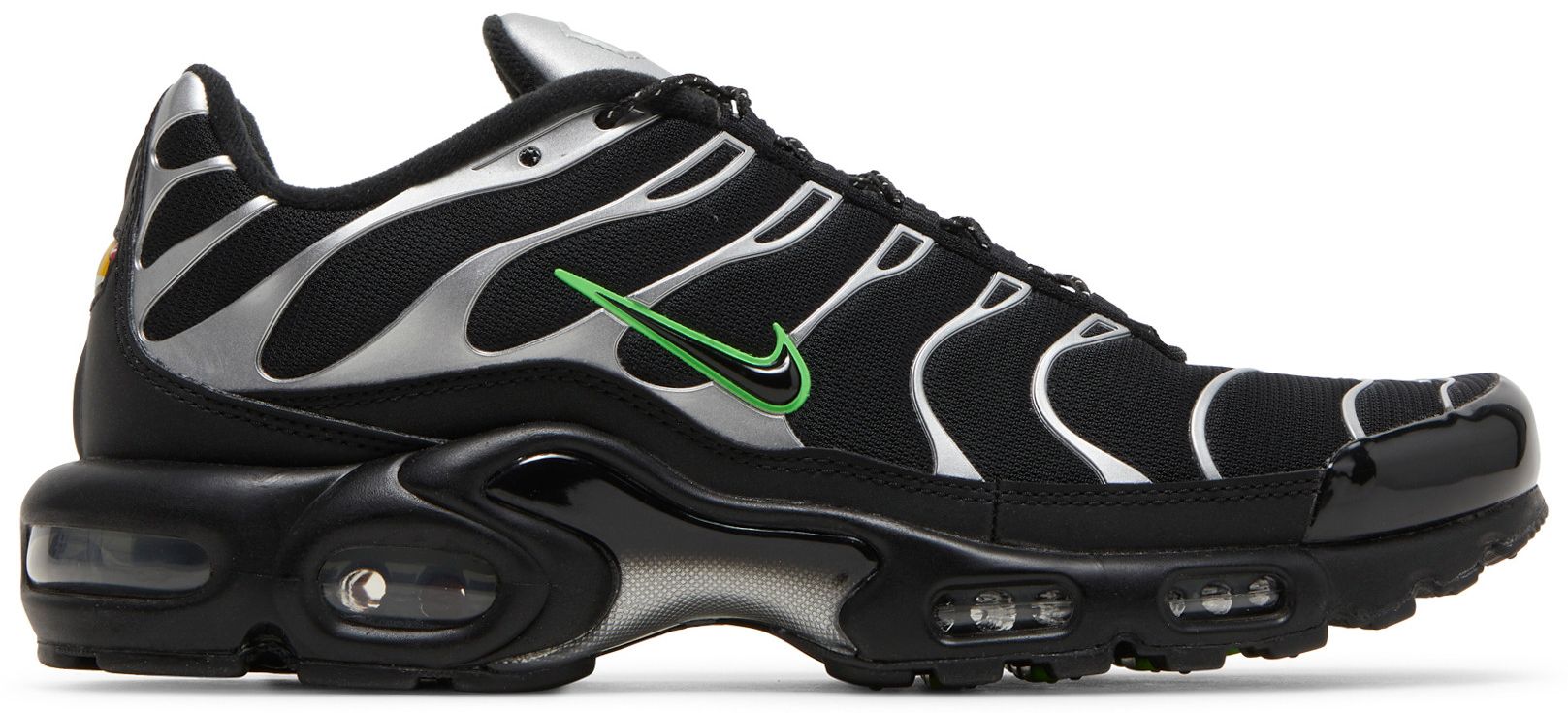 green and black air max plus