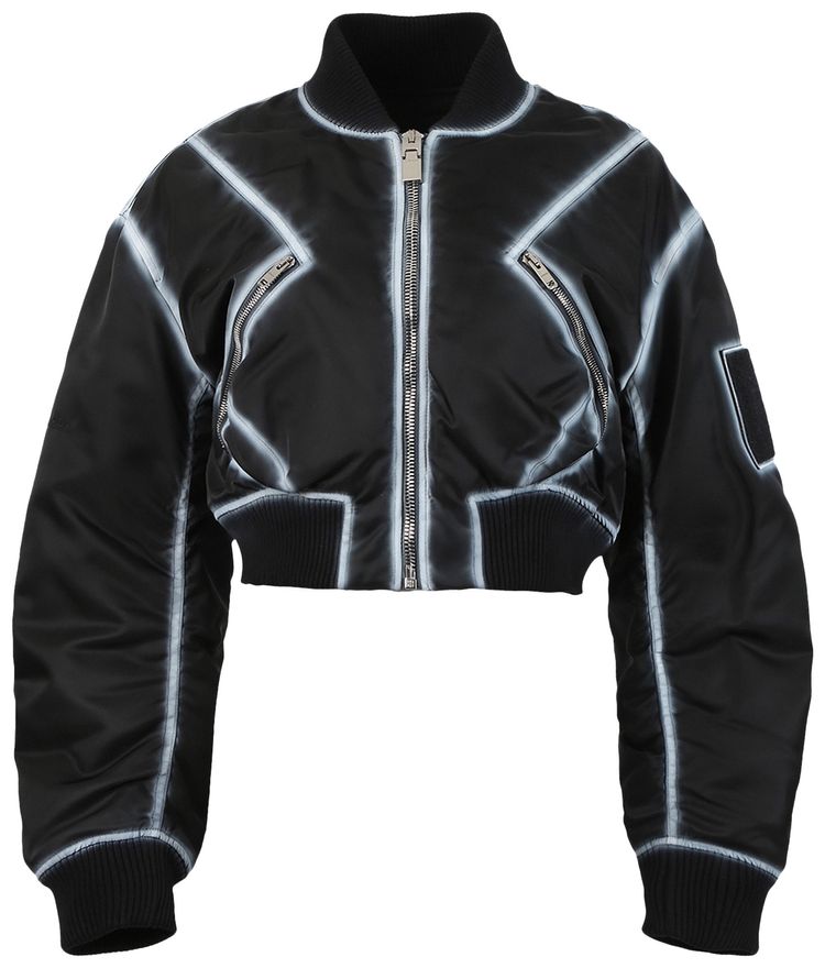 Givenchy x Chito Spray Paint Cropped Bomber Jacket BlackWhite