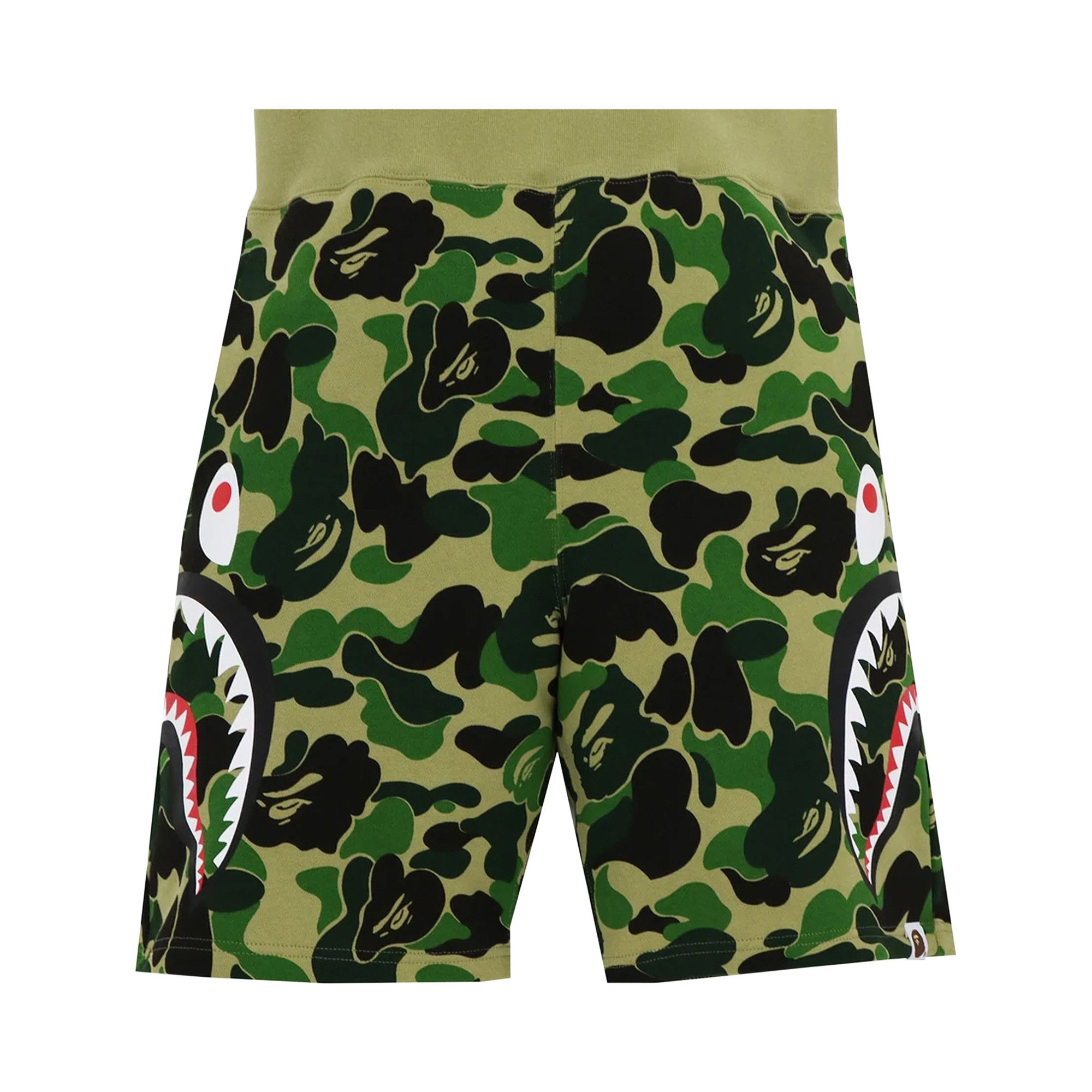 Size l BAPE Big ABC Camo Side Shark Sweat Shorts Green