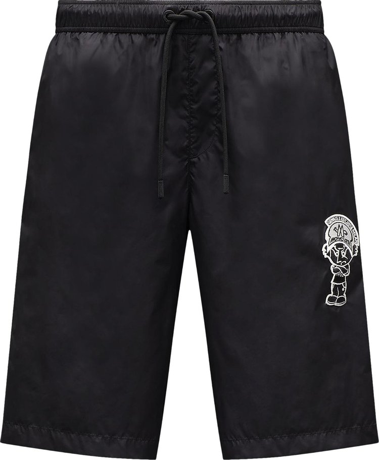 2 Moncler Patch Swim Shorts Black