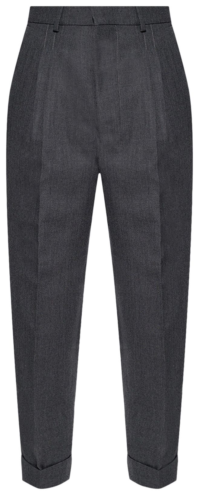 Ami Front Pleats Carrot Fit Trousers Dark Grey