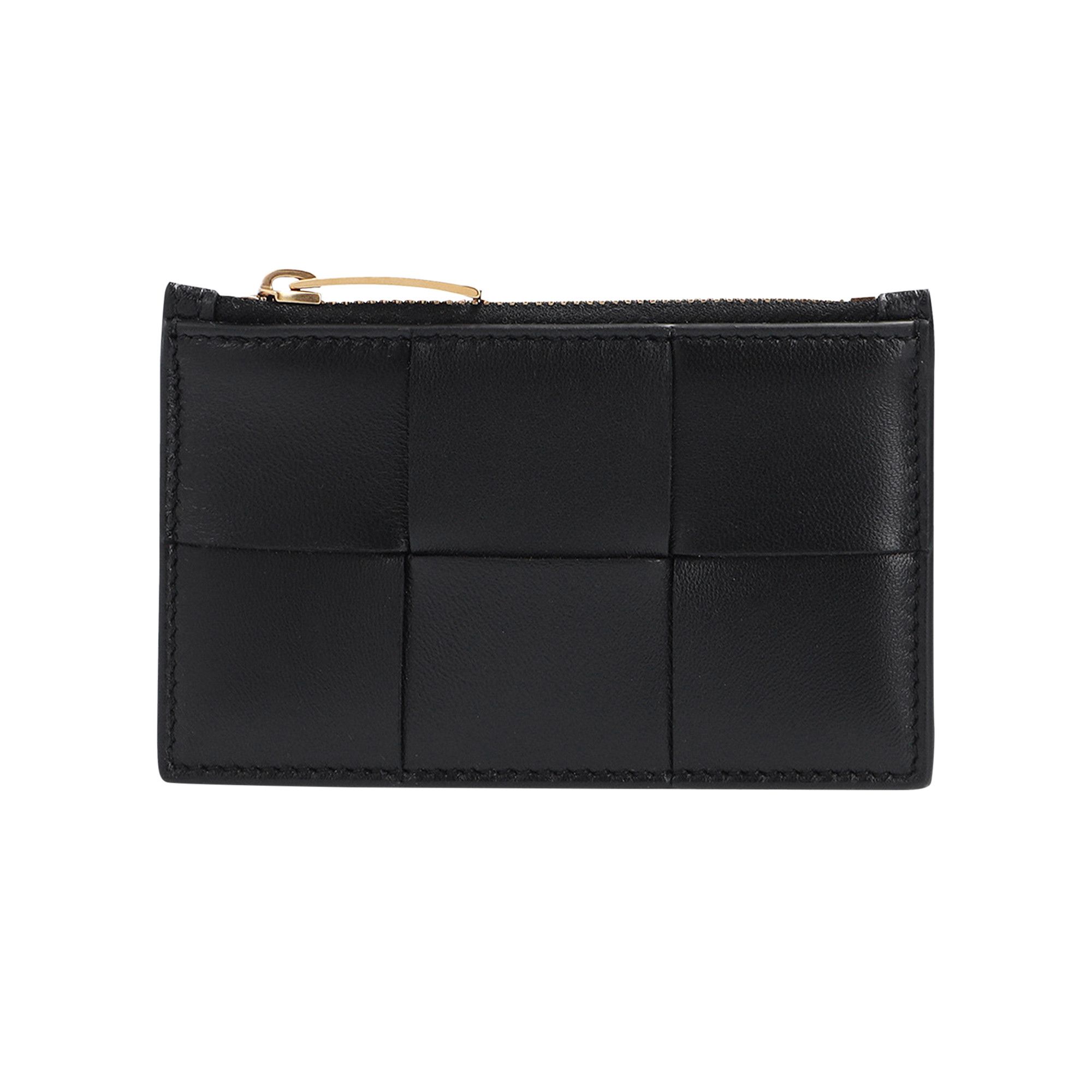 Bottega Veneta Elastic Band Bi-fold Card Case Black / Green