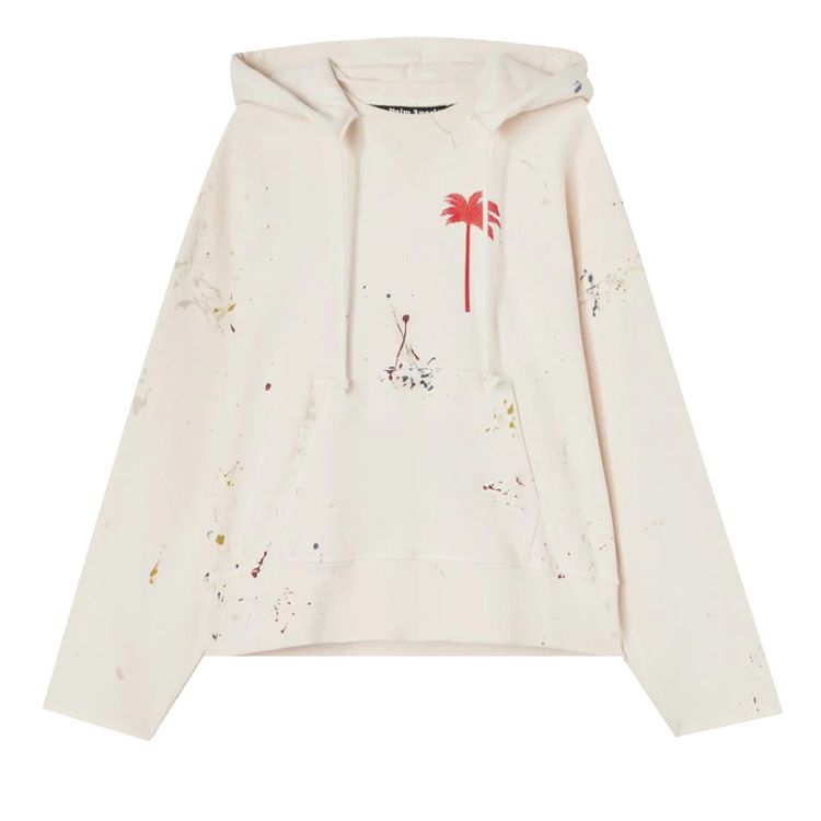 Palm Angels PxP Painted Raw Cut Hoodie Off WhiteRed