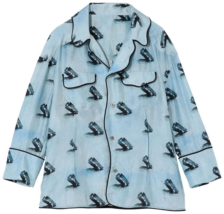 Undercover Double Edge Razor Printed Shirt Light Blue