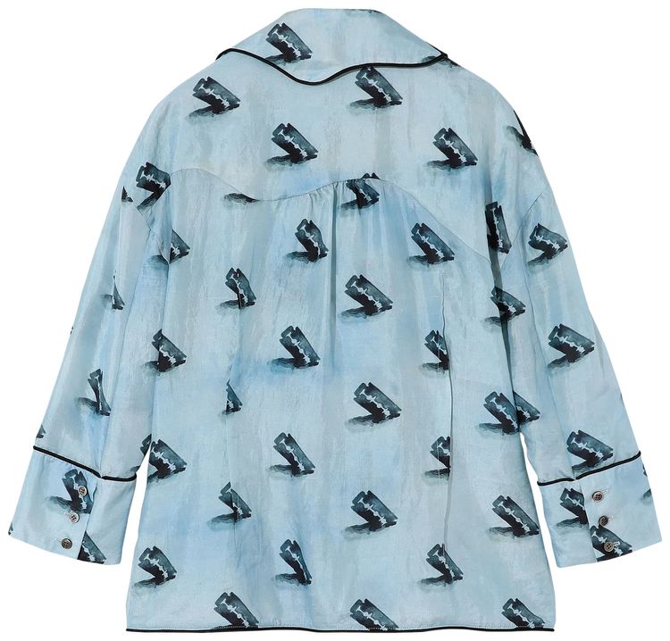 Undercover Double Edge Razor Printed Shirt Light Blue