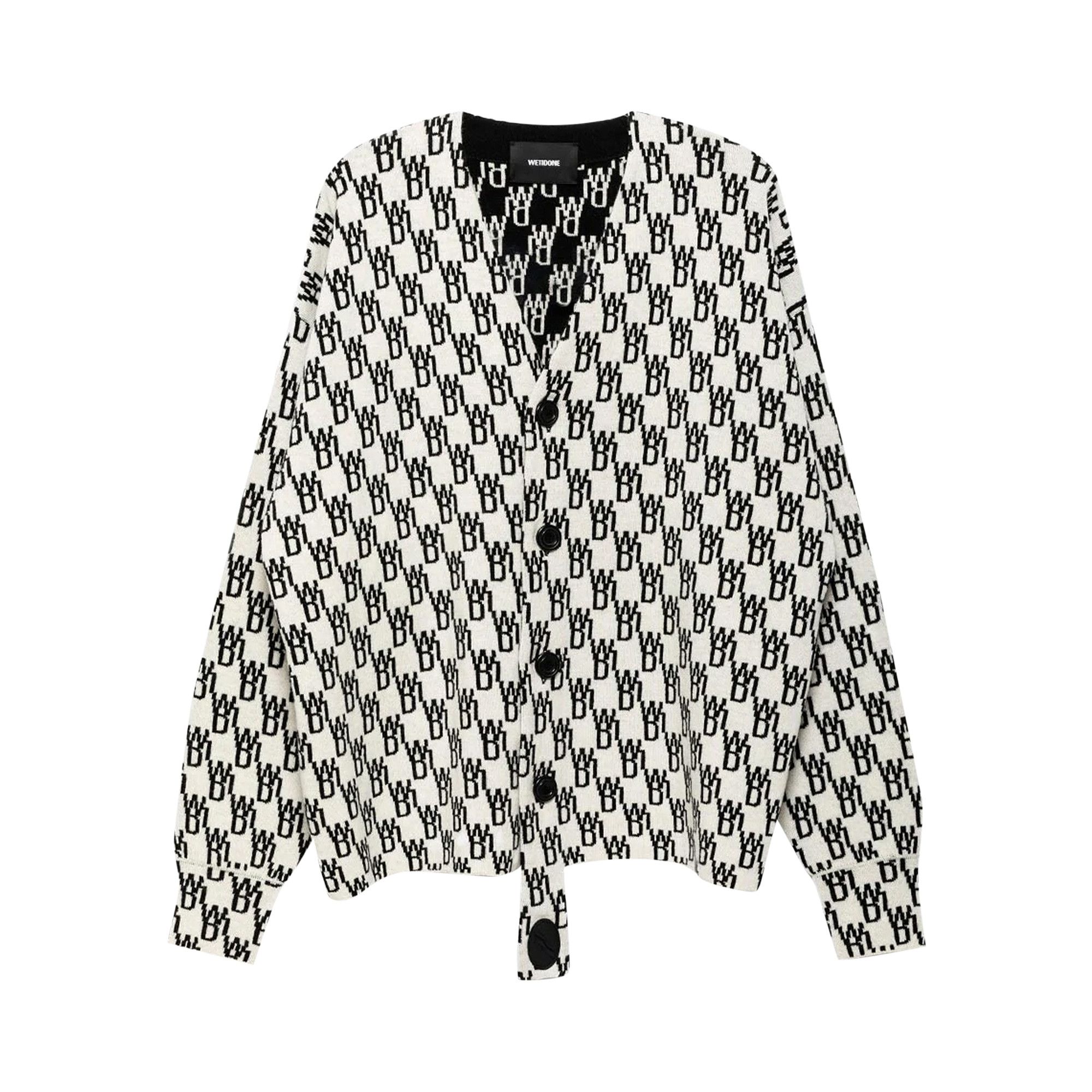 Buy We11done Logo Jacquard Cardigan Ivory WD KC9 20 184 U IV