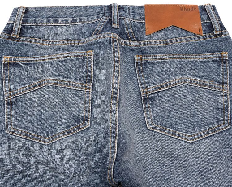 Rhude Blossom Embroidered Denim Indigo