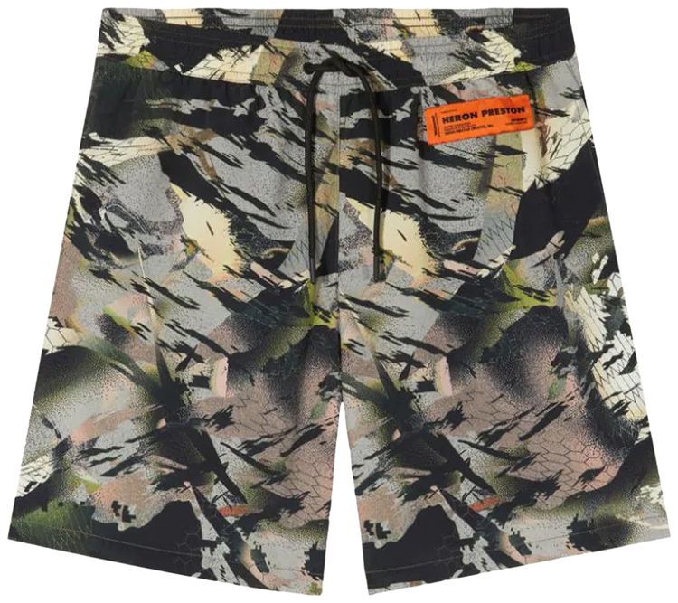 Heron Preston Nylon Swimshorts Camo Green