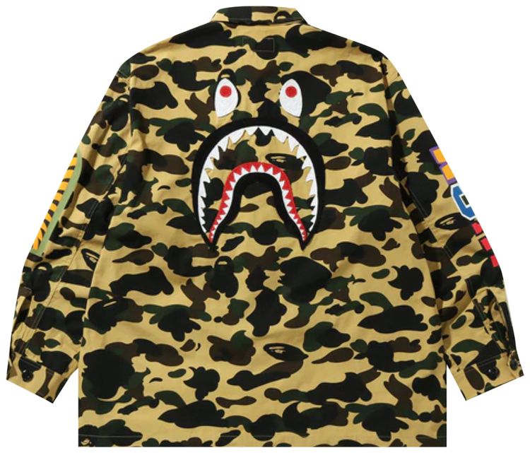 BAPE 1st Camo Shark Relaxed Fit Military Shirt Yellow