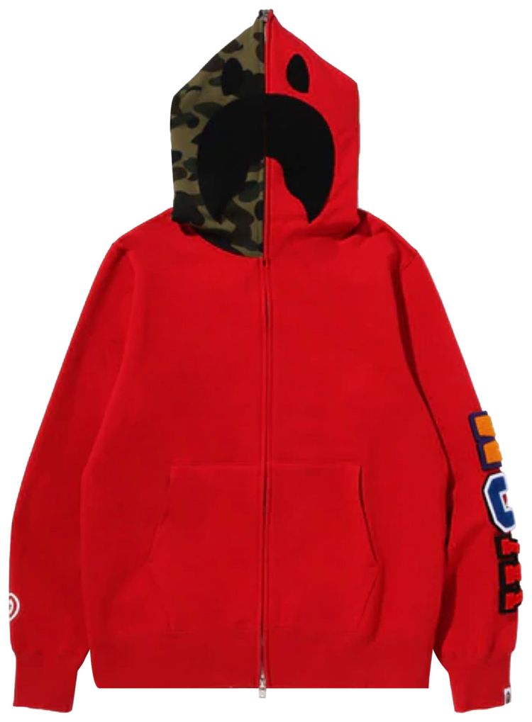 BAPE Detachable Shark Full Zip Hoodie Red