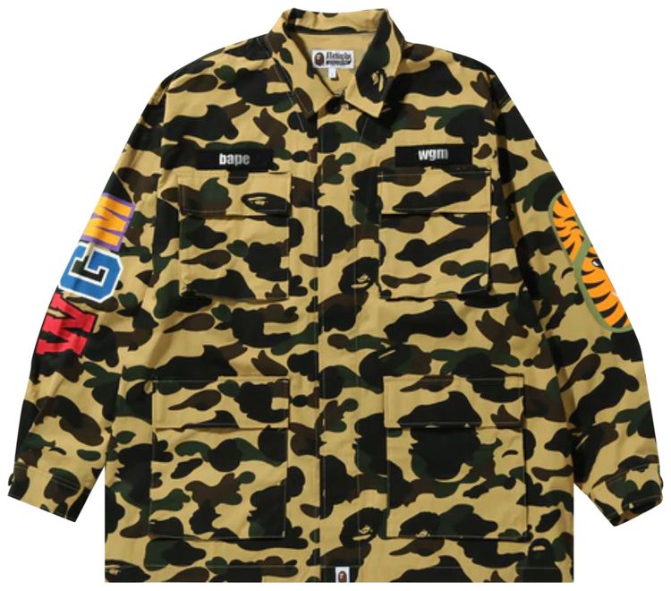 BAPE 1st Camo Shark Relaxed Fit Military Shirt Yellow