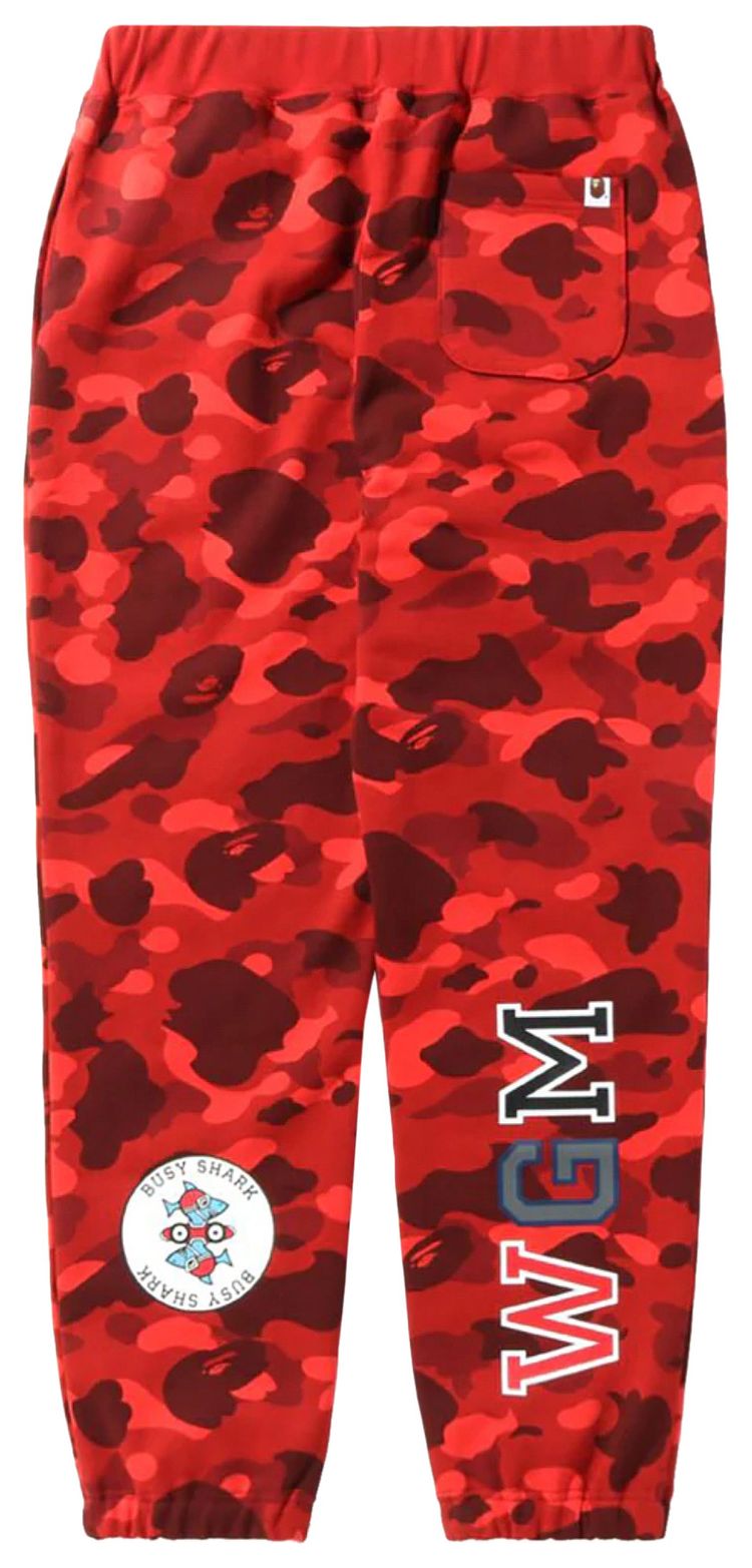 BAPE Color Camo Shark Sweat Pants Red